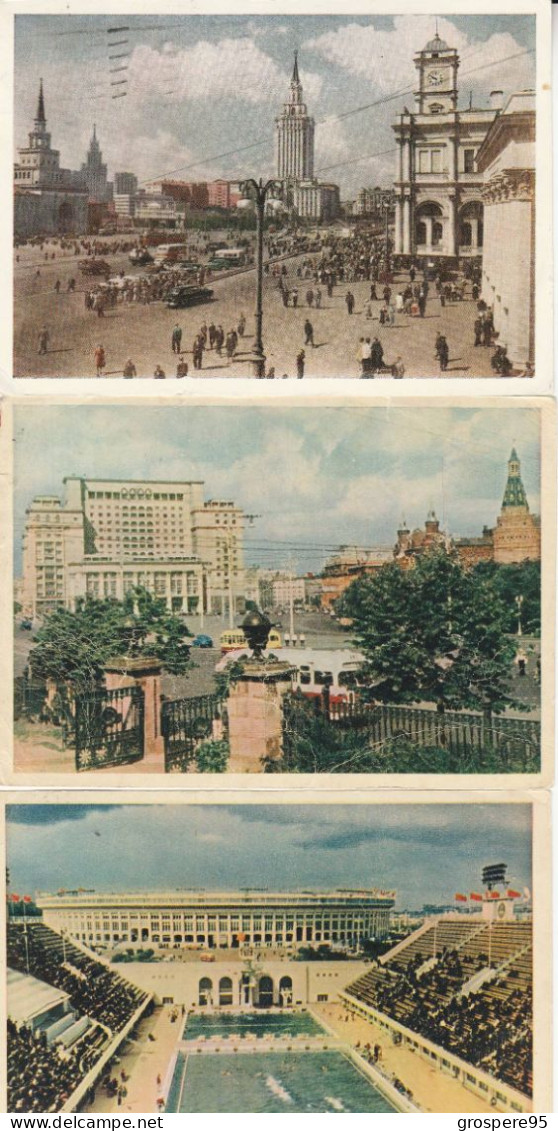 CARTES POSTALES AVEC TIMBRES ET CACHETS RUSSIE 195? - Briefe U. Dokumente