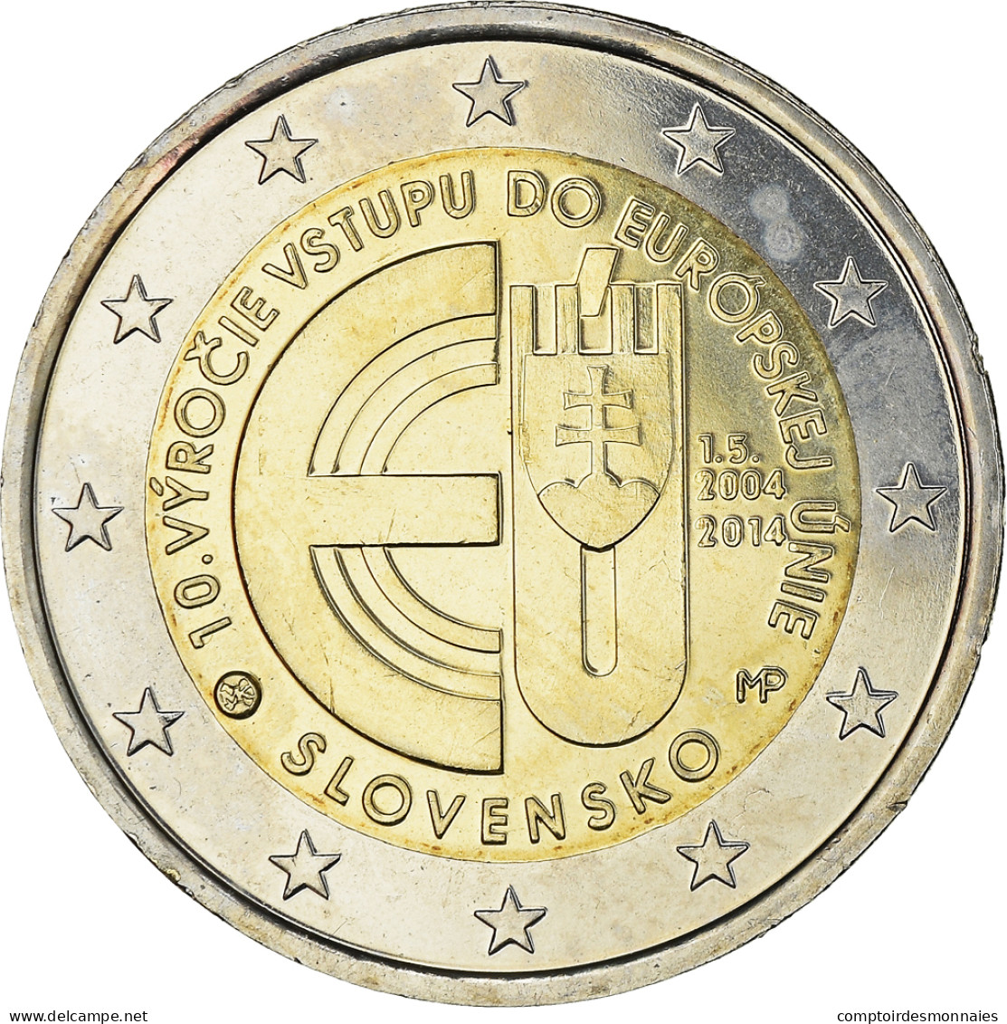 Slovaquie, 2 Euro, 10ème Anniversaire De L Adhesion à L' UE, 2014, Kremnica - Slowakei