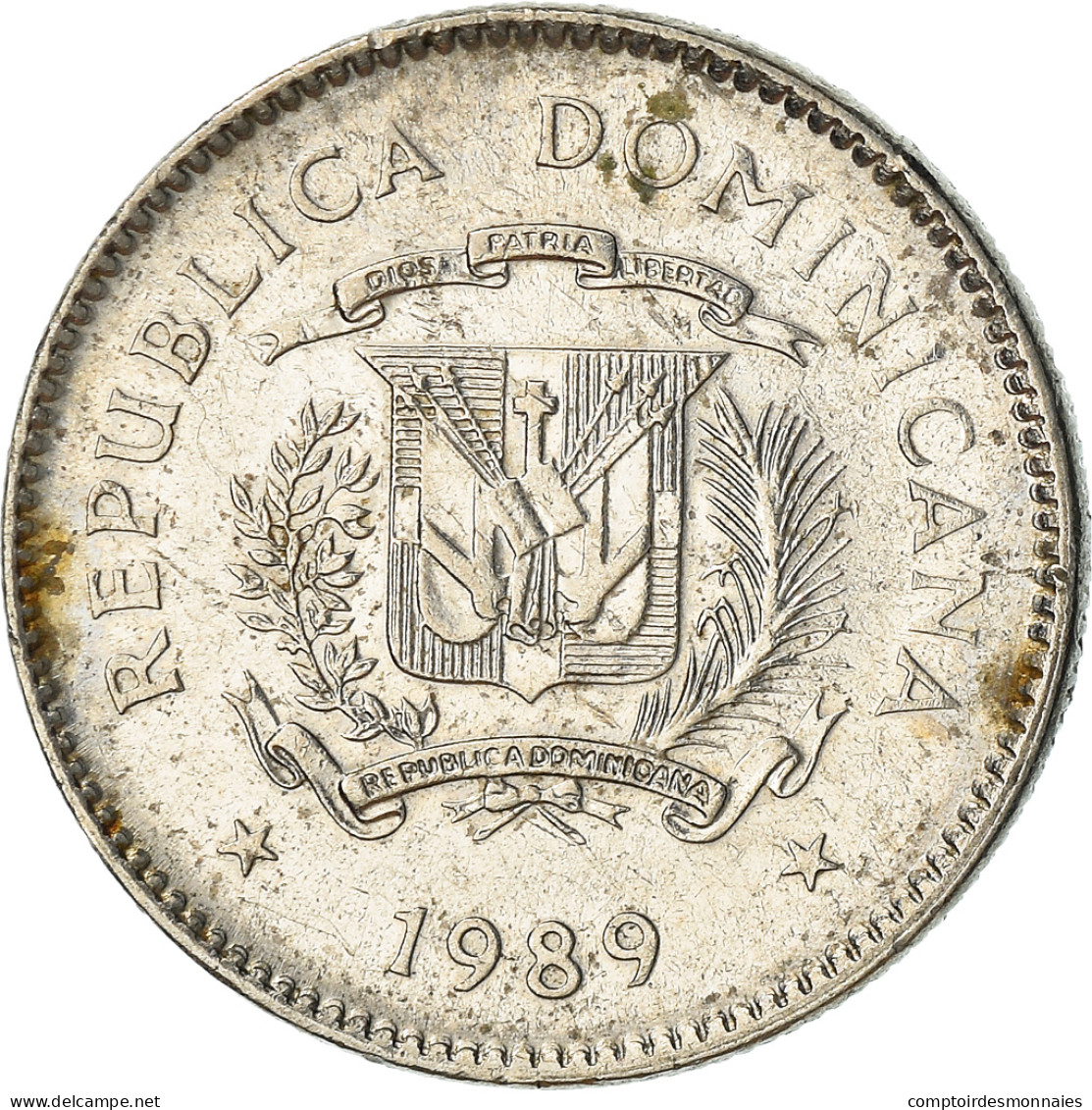 Monnaie, Dominican Republic, 10 Centavos, 1989, TTB, Nickel Clad Steel, KM:70 - Dominicana