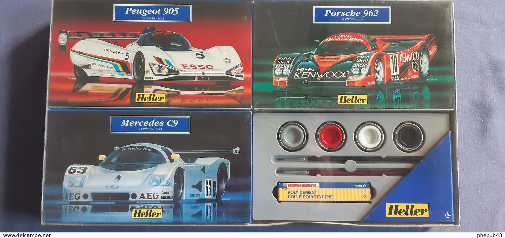 Set 3 Prototypes Gr. 6 Le Mans 1989-92 - Peugeot 905 - Porsche 962 - Mercedes C9 - Model Kit - Heller (1:43) - 58204 - Automobili