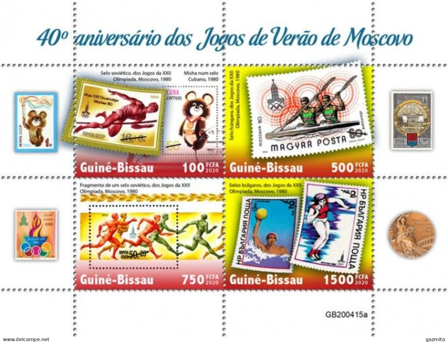 Guinea Bissau 2020, Olimpic Games In Moscow, Stamp On Stamp, Roving, 4val In BF - Aviron