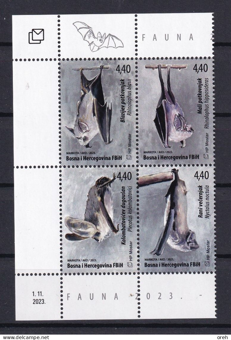 BOSNIA AND HERZEGOVINA  2023,FAUNA,BATS,MNH - Bats