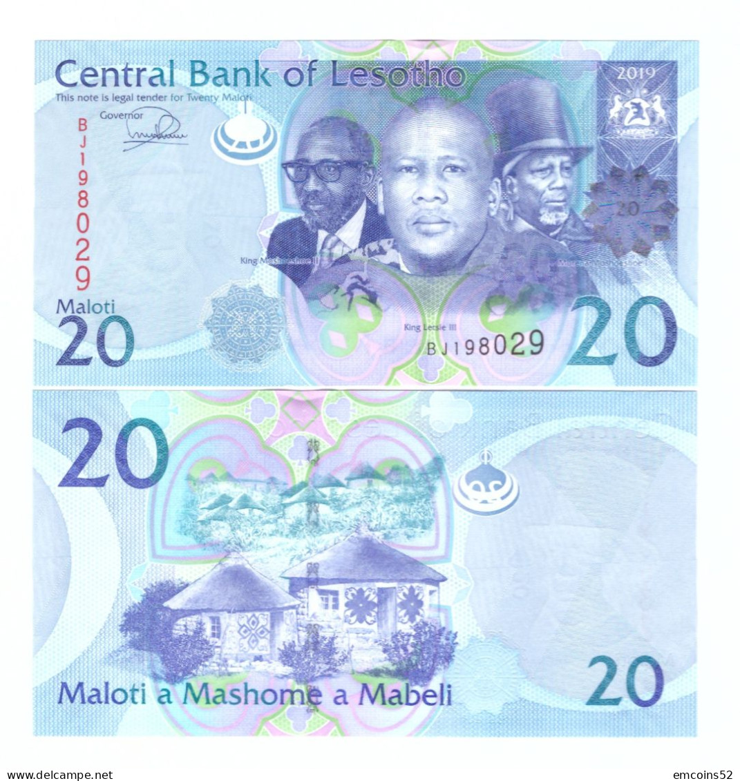 LESOTHO 20 MALOTI 2019 P-22c  UNC - Lesotho