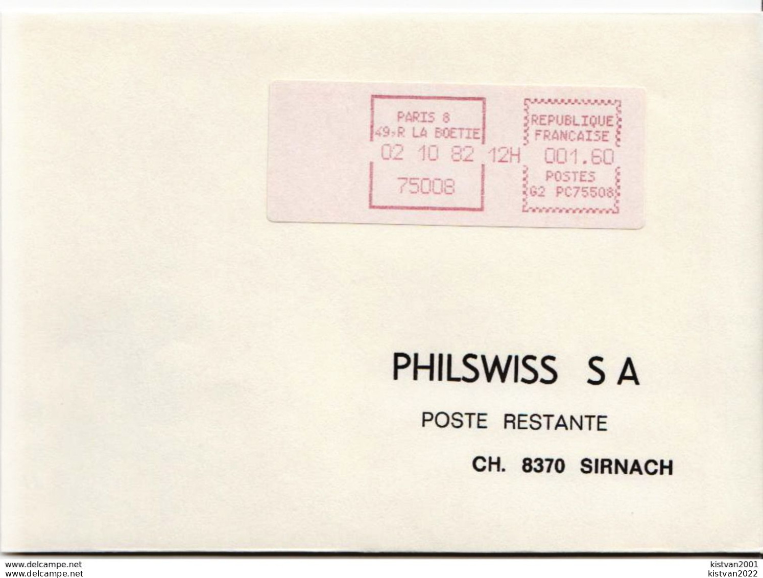 Postal History Cover: France With Automatic Stamp, Cover From 02.10.1982 Sent To Switzerland - 1981-84 LS & LSA Prototypen