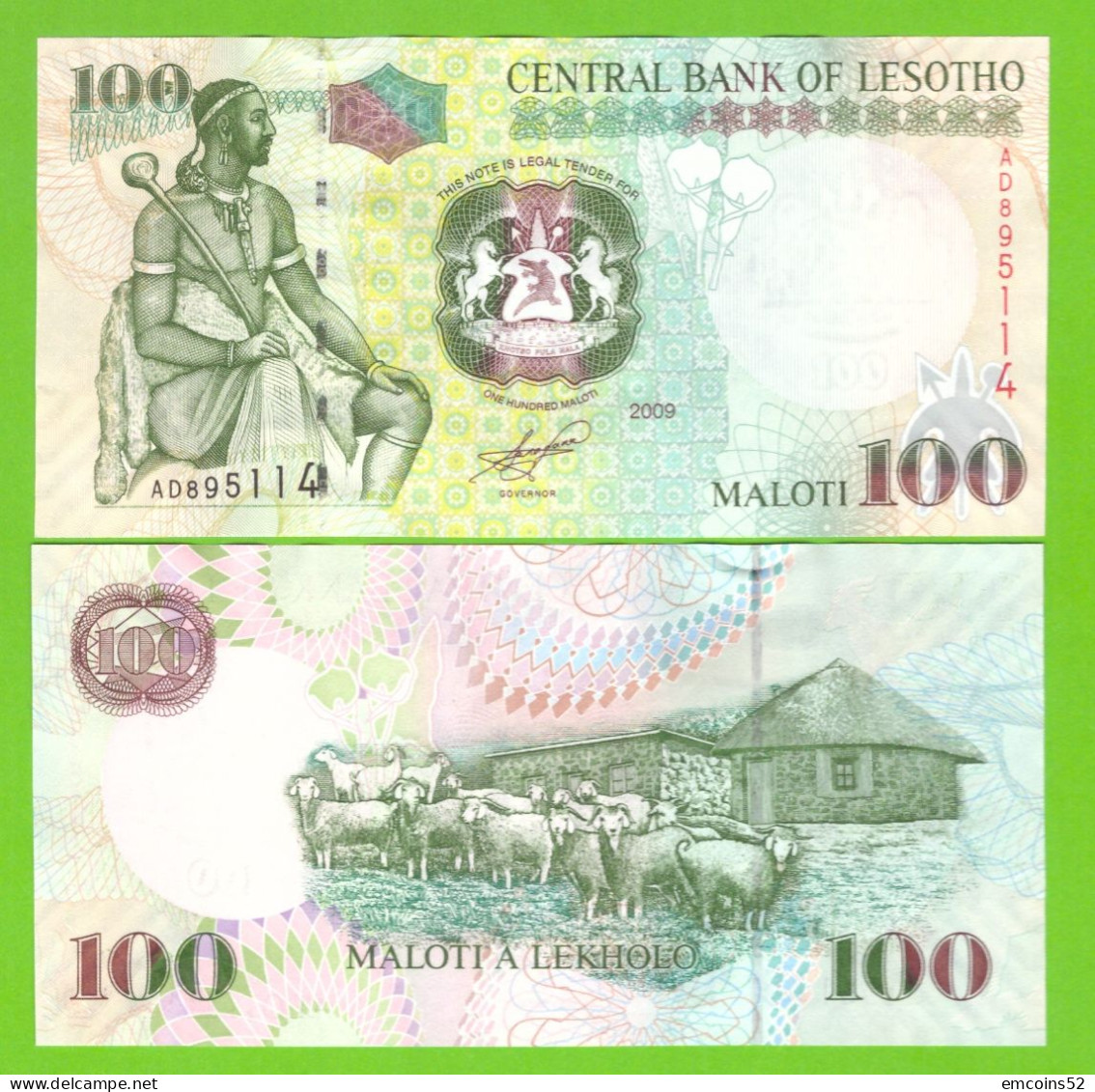 LESOTHO 100 MALOTI 2009 P-19e  UNC - Lesoto