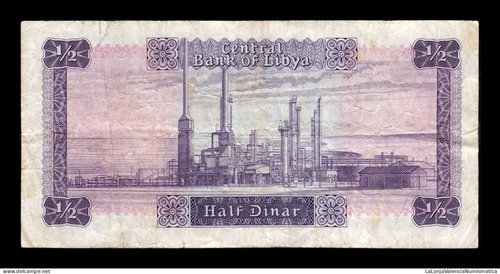 Libia Libya ½ Dinar 1972 Pick 34b Bc/Mbc F/Vf - Libya