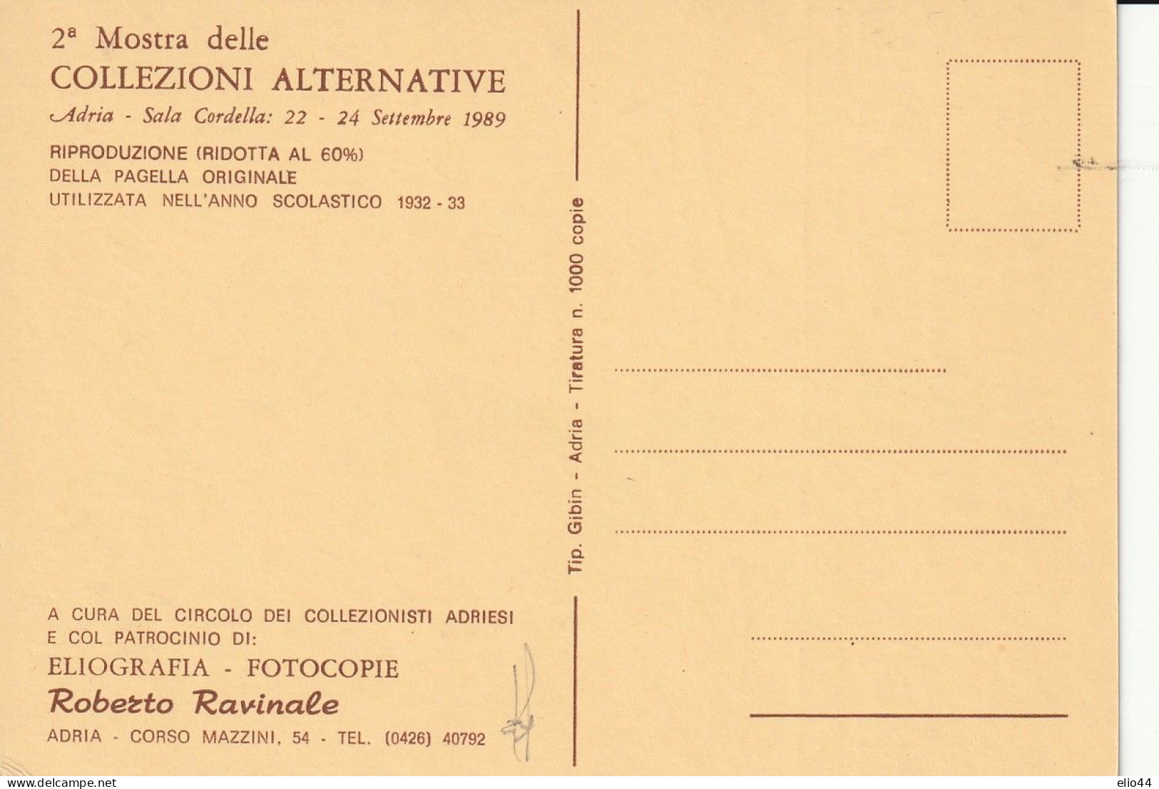 Tematica Mostre - Adria 1989 - 2° Mostra Delle Collezioni Alternative - - Manifestazioni
