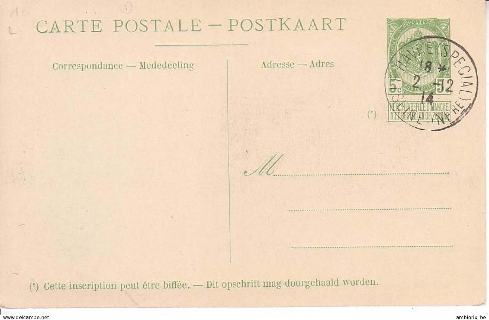 Carte Paquebot 10 Jan Breydel 5c - Oblitération De Complaisance Havre - Bootkaarten