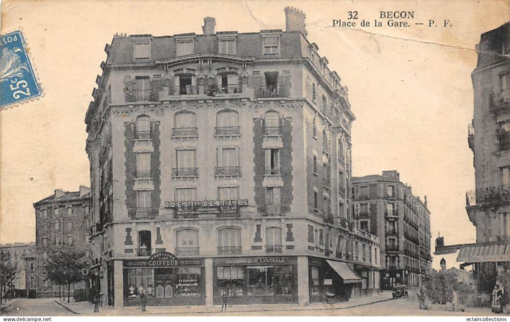 Bécon Les Bruyères        92      Place De La Gare  .  N° 32    . Pli .        (voir Scan) - Andere & Zonder Classificatie