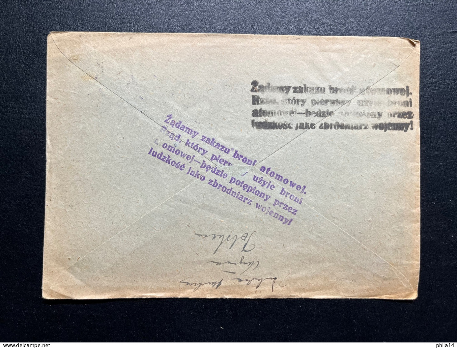 ENVELOPPE POLOGNE KRYNICA ZDROJ 1950 POUR NEW YORK / TEXTE SUR L'INTERDICTION DE L'ARME ATOMIQUE - Cartas & Documentos
