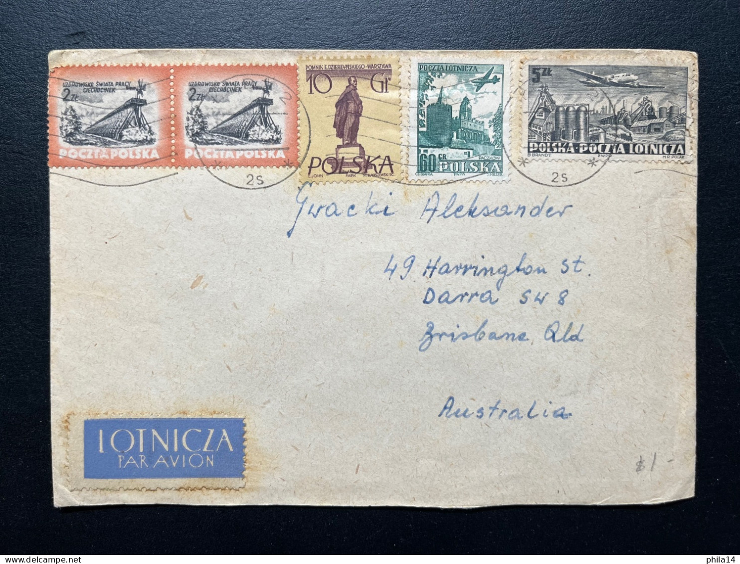 ENVELOPPE POLOGNE LODI POUR DARRA AUSTRALIE - Cartas & Documentos