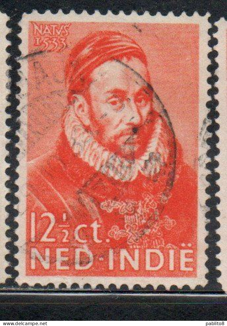 DUTCH INDIA INDIE INDE NEDERLANDS HOLLAND OLANDESE NETHERLANDS INDIES 1933 PRINCE WILLIAM PORTRAIT 12 1/2c USED USATO - Nederlands-Indië