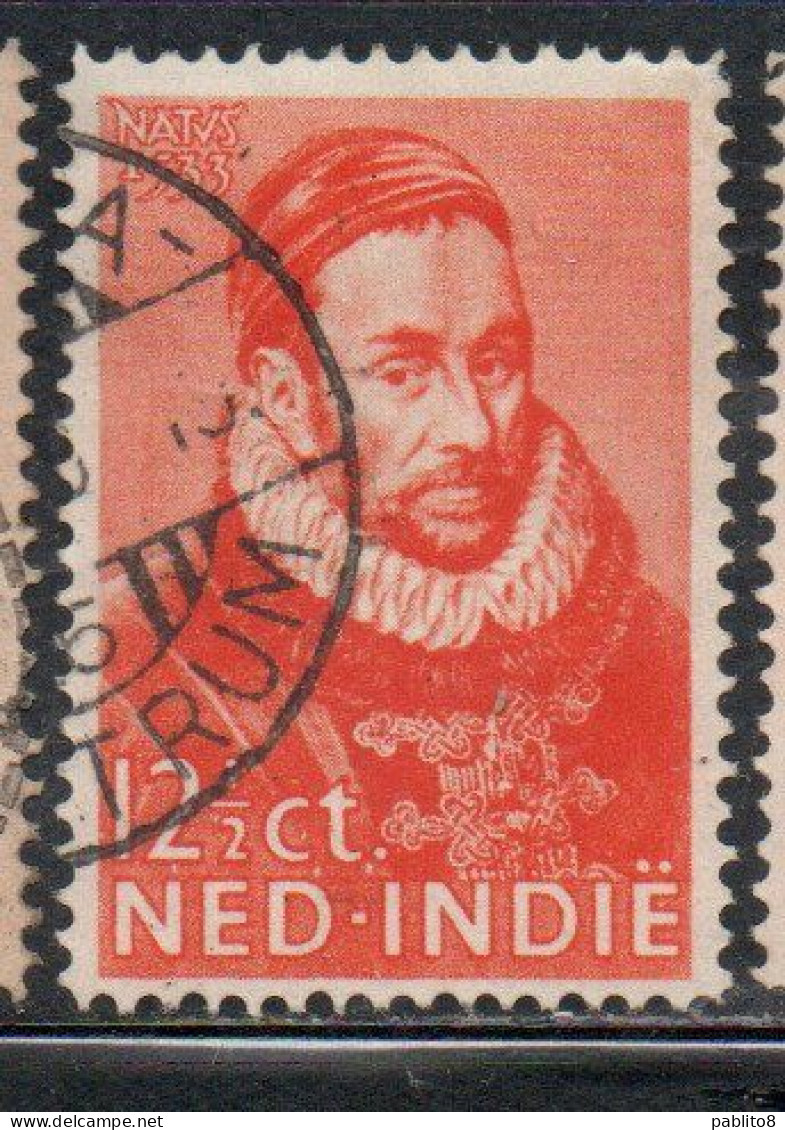 DUTCH INDIA INDIE INDE NEDERLANDS HOLLAND OLANDESE NETHERLANDS INDIES 1933 PRINCE WILLIAM PORTRAIT 12 1/2c USED USATO - Nederlands-Indië
