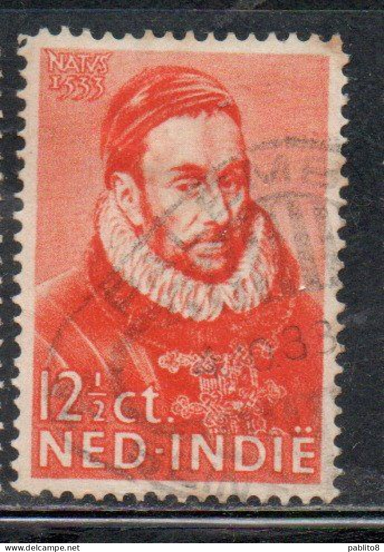 DUTCH INDIA INDIE INDE NEDERLANDS HOLLAND OLANDESE NETHERLANDS INDIES 1933 PRINCE WILLIAM PORTRAIT 12 1/2c USED USATO - Nederlands-Indië