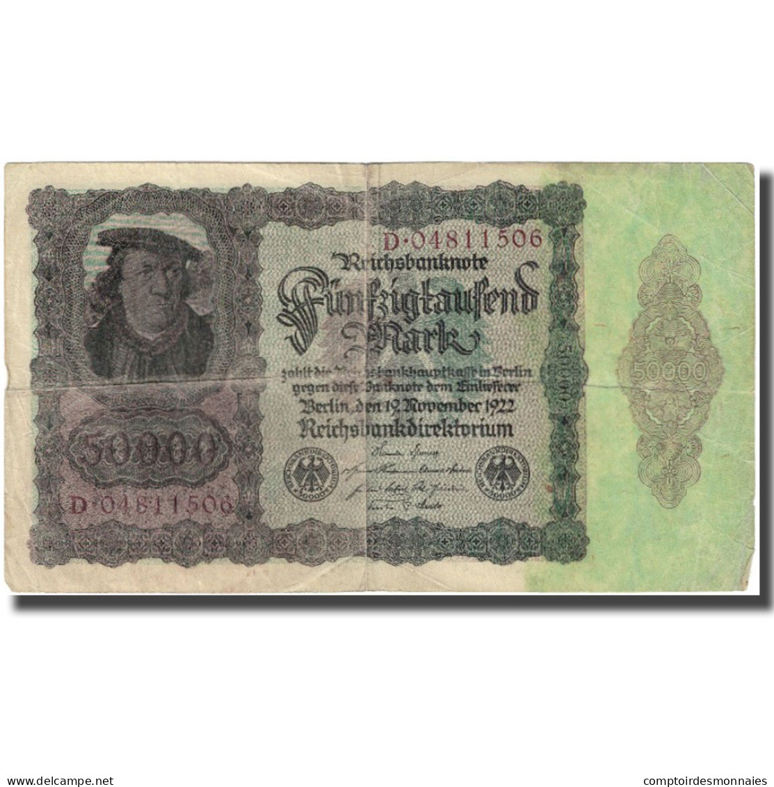 Billet, Allemagne, 50,000 Mark, 1922, 1922-11-19, KM:80, TTB - 50000 Mark