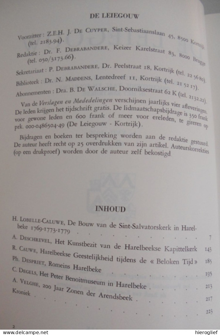 HARELBEKE De Leiegouw Kortrijk 1975 Sint-Salvatorskerk Kunstbezit Kapittelkerk Romeinse Tijd Peter Benoit Geestelijkheid - Histoire