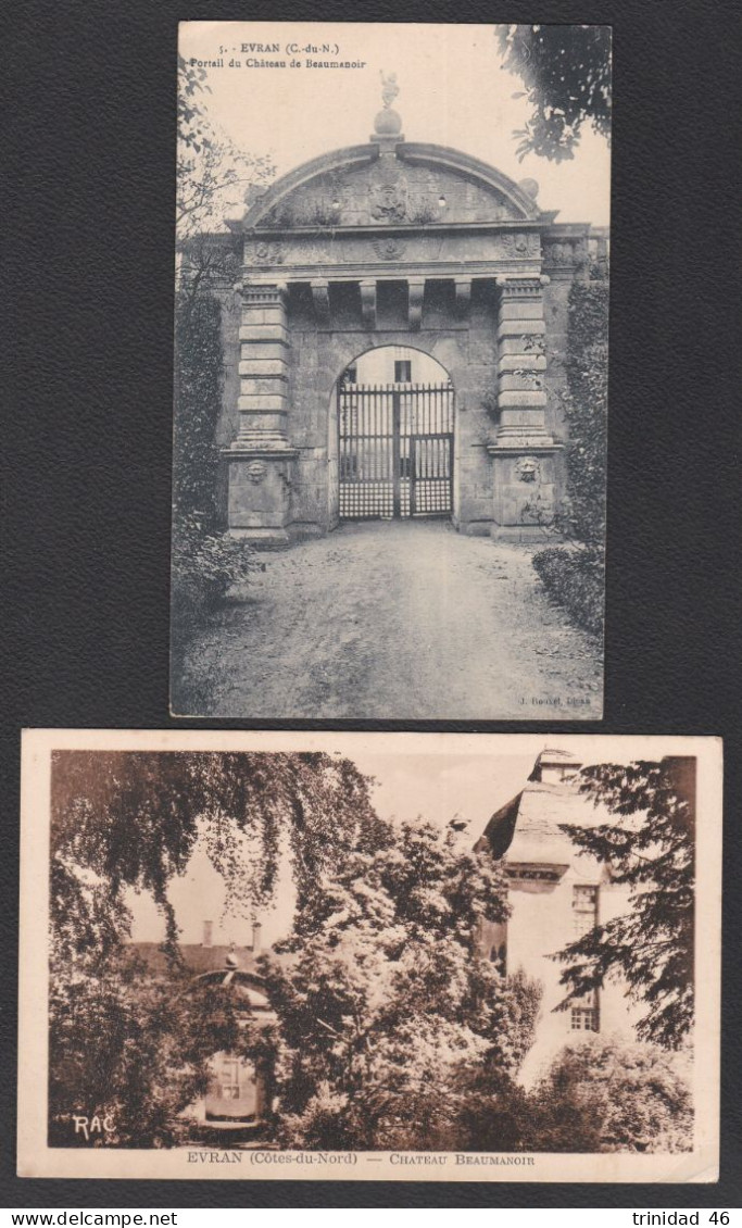 EVRAN 22 ( CHATEAU DE BEAUMANOIR ) LOT DE 2 CARTES - Evran