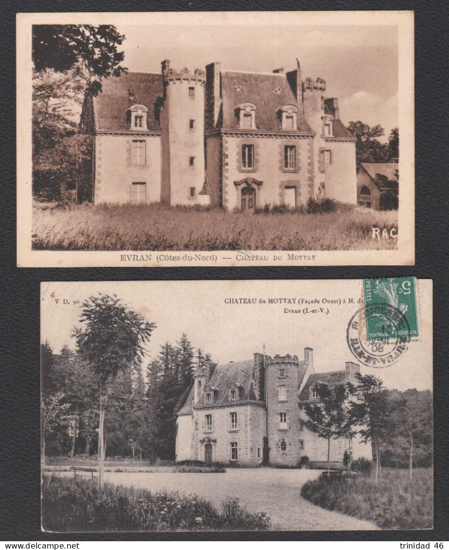 EVRAN 22 ( CHATEAU DU MOTTAY ) LOT DE 2 CARTES - Evran