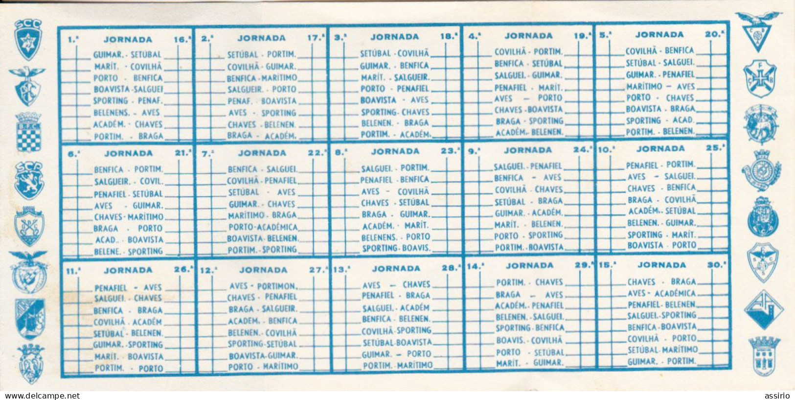 Portugal  Calendário  1985/86   1ª Divisão  Campeonato Nacional  De Futebol - Small : 1981-90