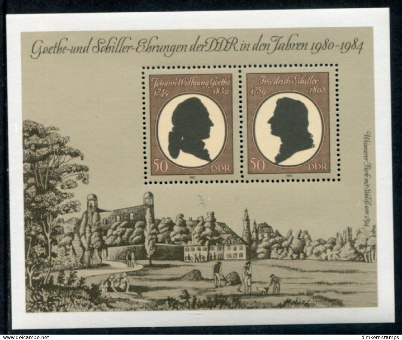 DDR 1982 Goethe And Schiller Anniversaries Block MNH / **.  Michel Block 66 - 1981-1990