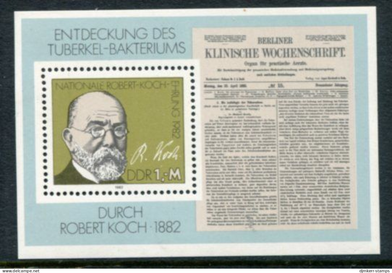 DDR 1982 Discovery Of Tuberculosis Bacillus Block MNH / **.  Michel Block 67 - 1981-1990