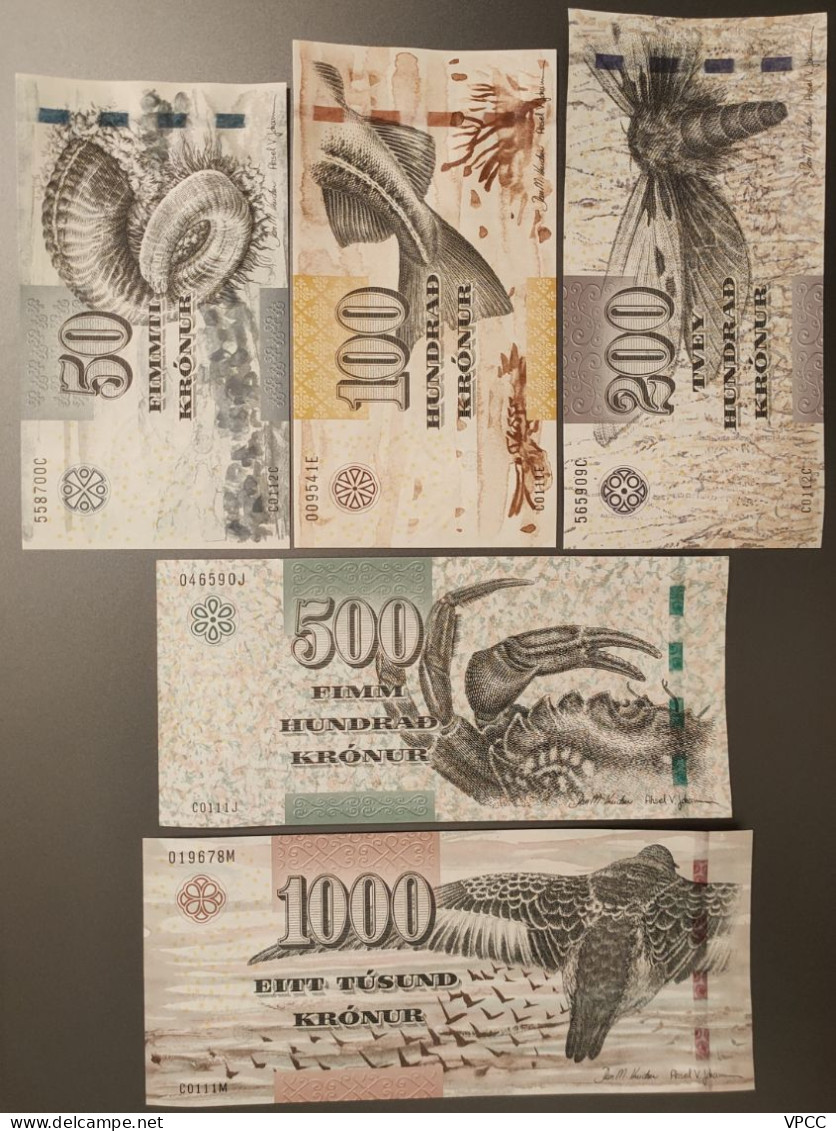 Faroe Islands Complete Banknote Set In UNC Condition - Féroé (Iles)