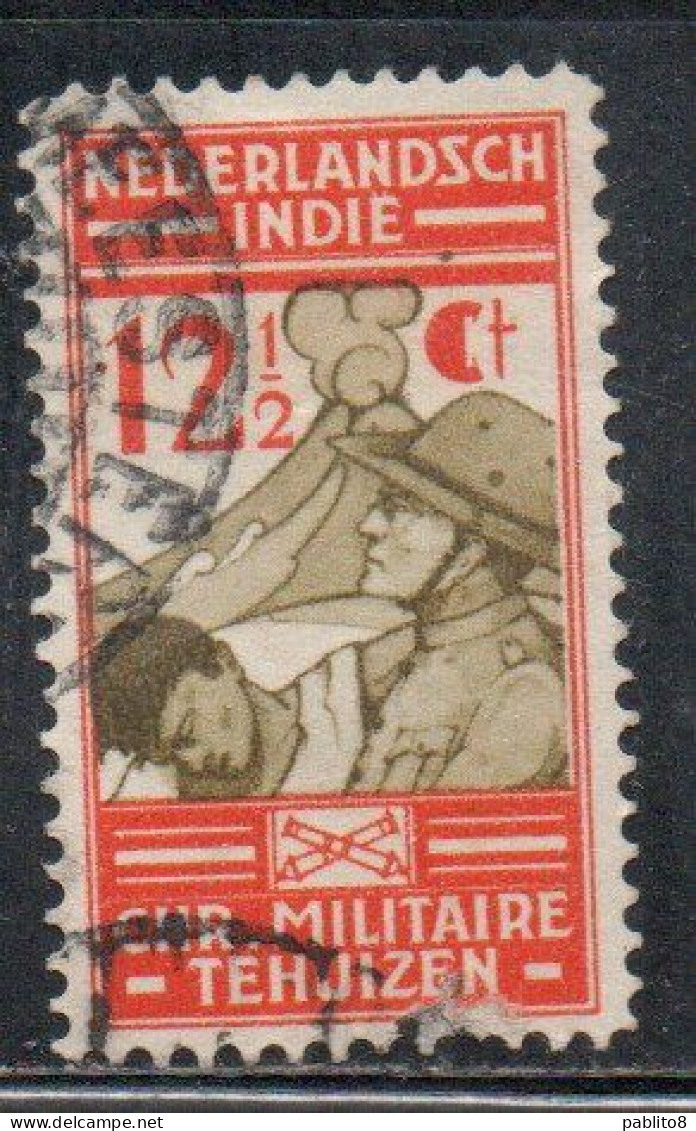 DUTCH INDIA INDIE INDE NEDERLANDS HOLLAND OLANDESE NETHERLANDS INDIES 1935 A PIONEER AT WORK 12 1/2 C + 2 1/2 USED USATO - Nederlands-Indië