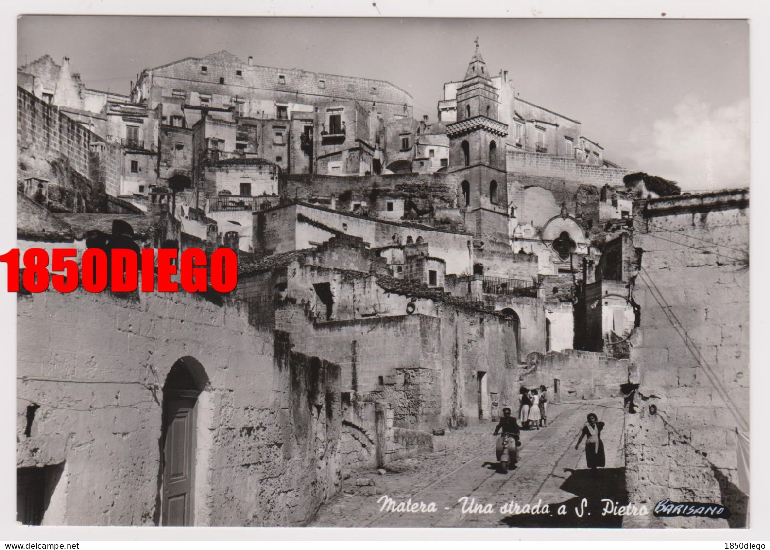 MATERA - UNA STRADA A S. PIETRO F/GRANDE VIAGGIATA  1960 ANIMAZIONE - Matera