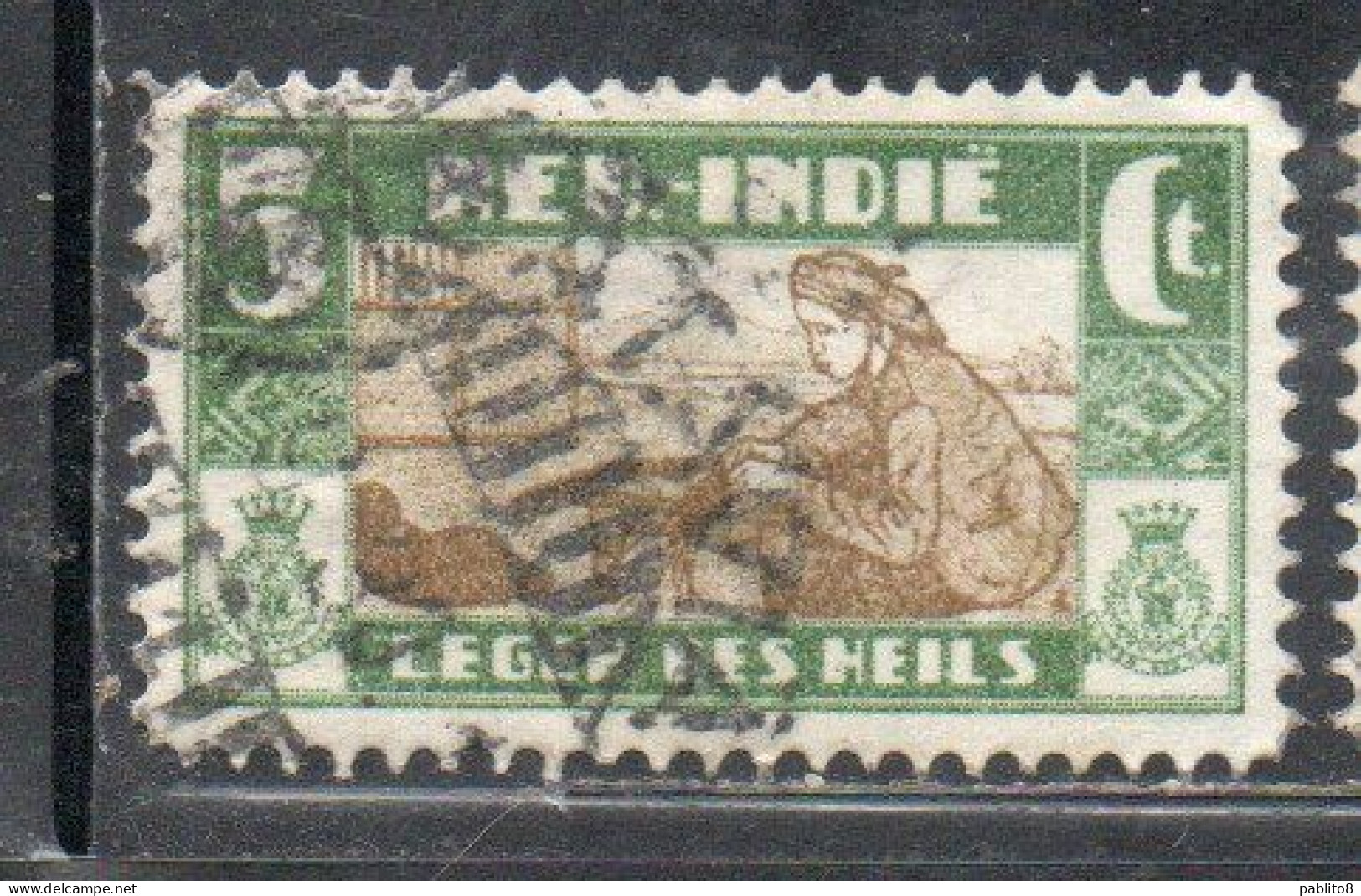 DUTCH INDIA INDIE INDE NEDERLANDS HOLLAND OLANDESE NETHERLANDS INDIES 1932 PLAITING RATTAN 5c + 2 1/2 USED USATO - Nederlands-Indië