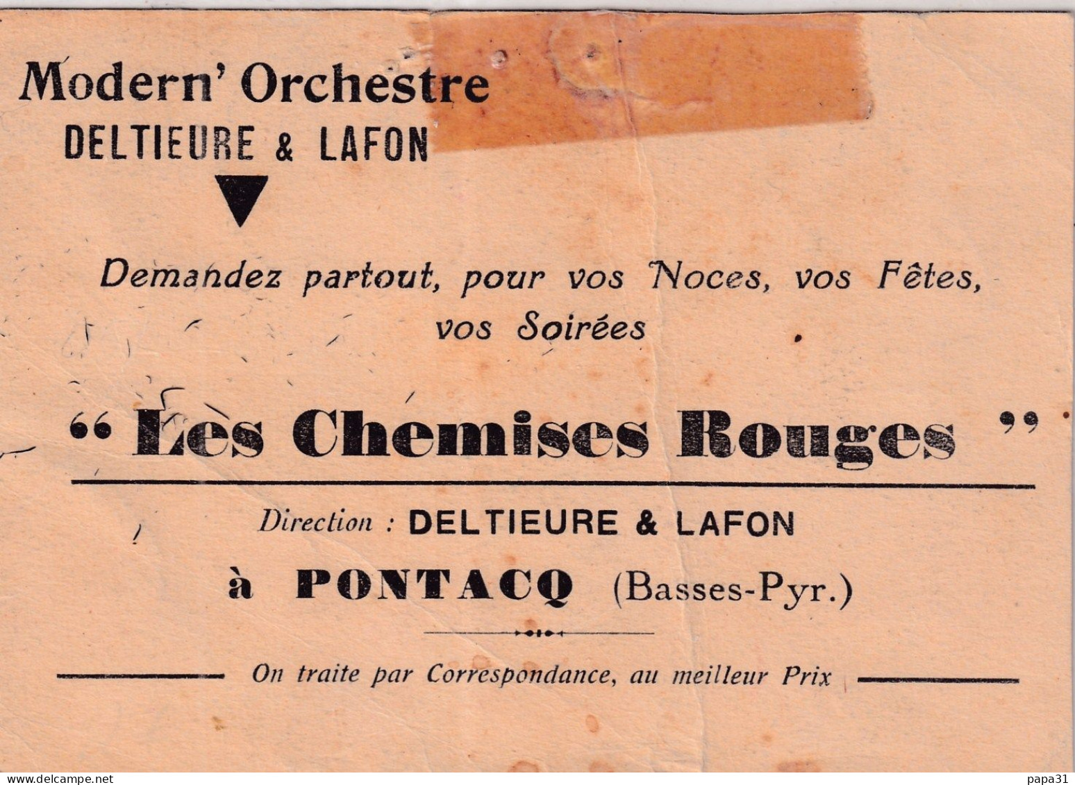 Orchestre " LES CHEMISES ROUGES DE PONTACQ " - Pontacq