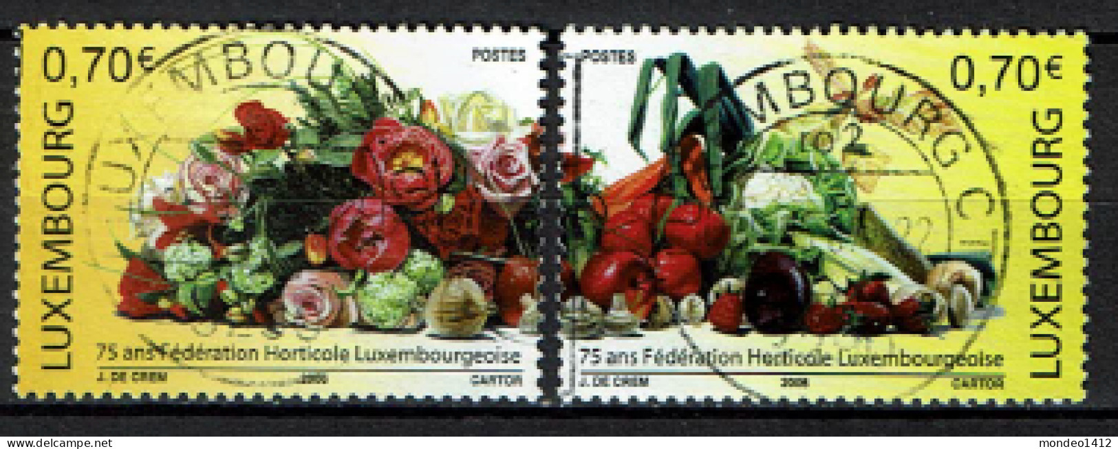 Luxembourg 2006 - YT 1678/1679 - Fleurs, Fruits Et Légumes, Flowers, Fruits And Vegetables - Usados