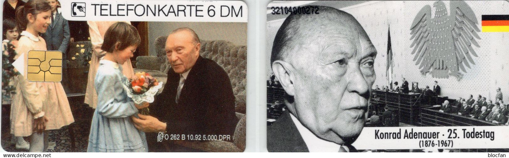 Kinder Gratulation TK O 262B/1992 ** 40€ BUND 25.Todestag Porträt Bundes-Kanzler Adenauer 1876-1967 TC Tele-card Germany - Personnages