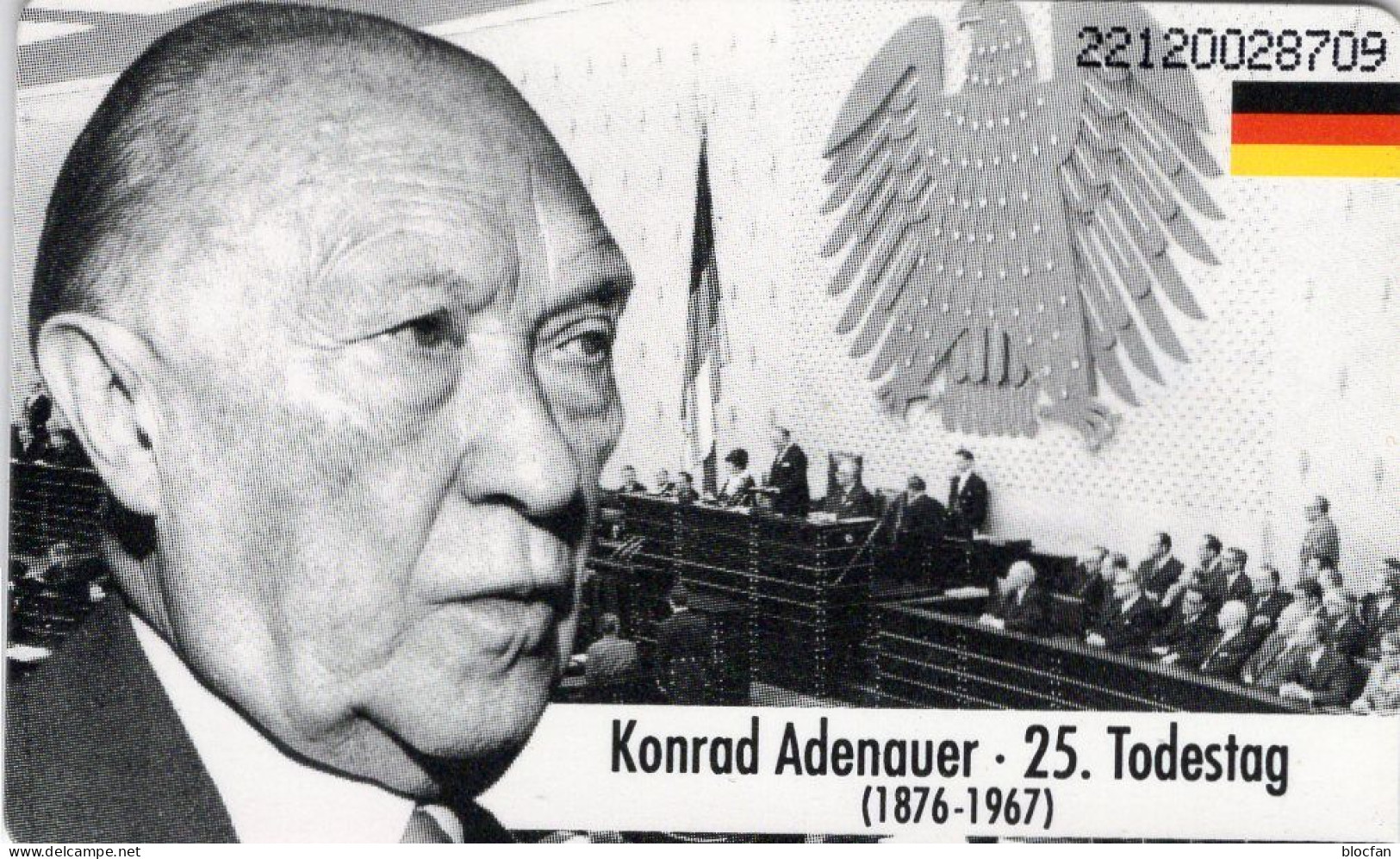 Kinder Gratulation TK O 262B/1992 ** 40€ BUND 25.Todestag Porträt Bundes-Kanzler Adenauer 1876-1967 TC Tele-card Germany - Characters