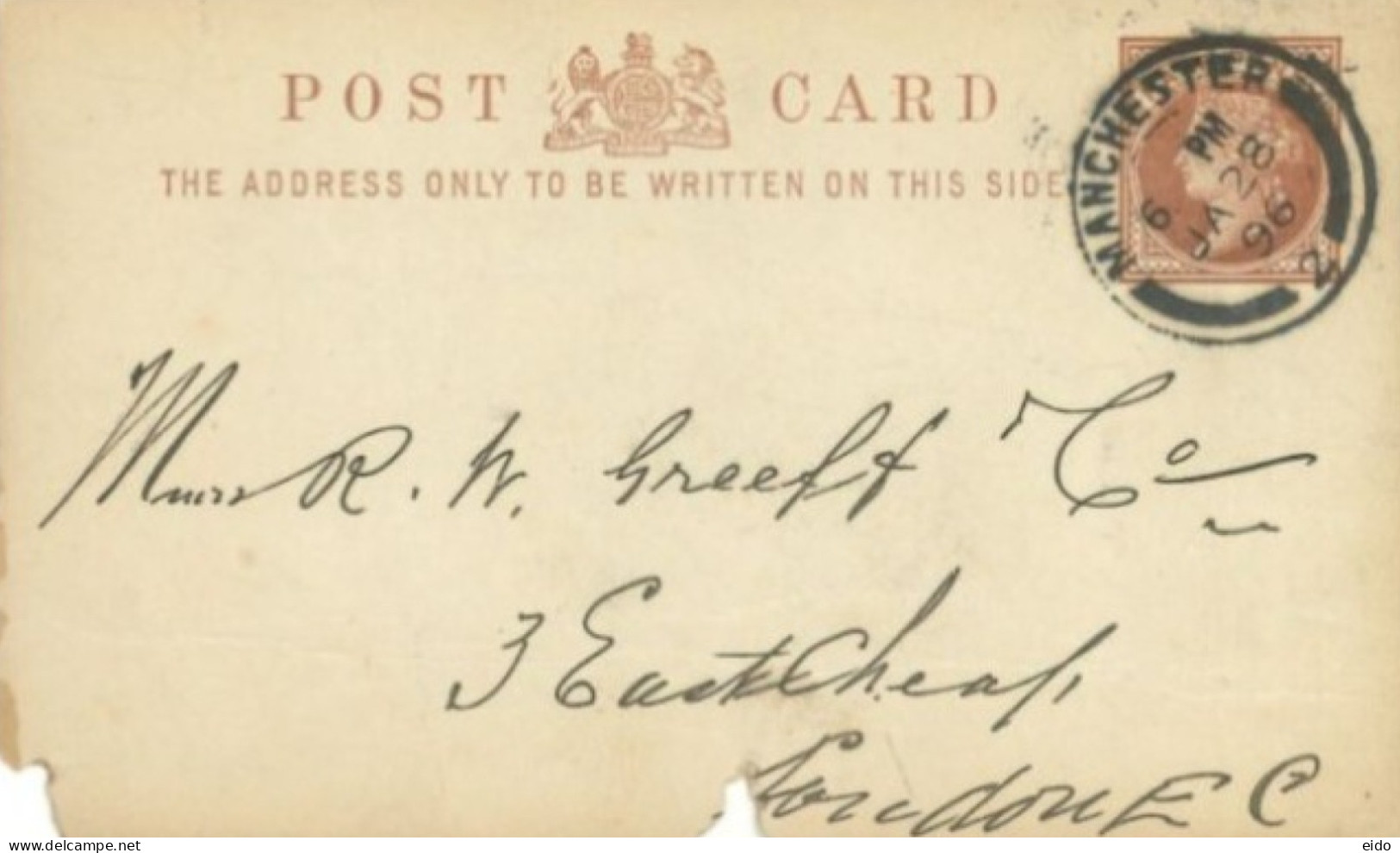 GREAT BRITAIN :1896, POSTAL STAMP SEALED POSTCARD TO LONDON ENGLAND . - Brieven En Documenten