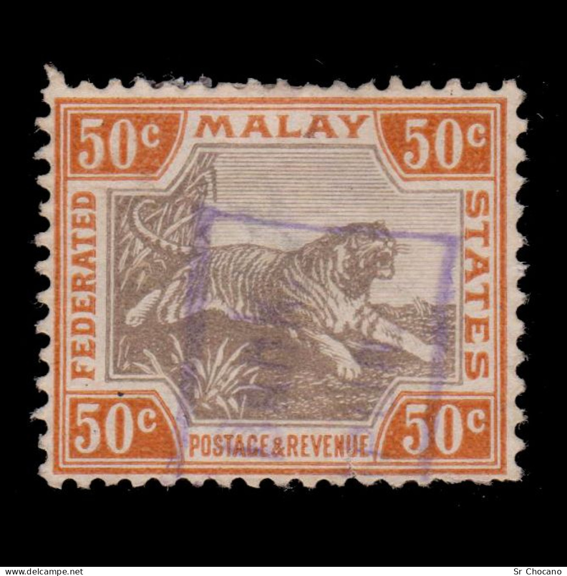 MALASYA 1901.FEDERAL STATES.SG 22b.50c.GREY BROWN-ORANGE BROWN.Used WMK CROWN.CA - Federated Malay States