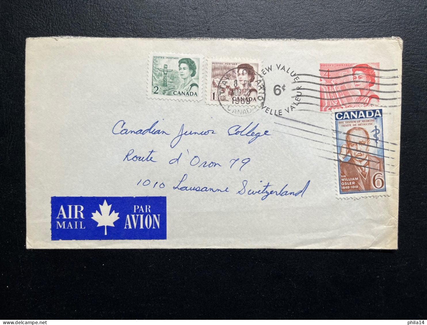 ENVELOPPE CANADA OTTAWA ONTARIO 1969 POUR LAUSANNE SUISSE - Lettres & Documents