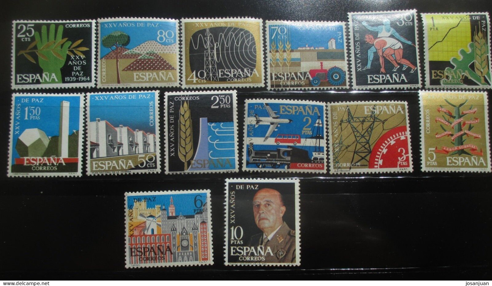 SPAIN ESPAÑA 1964. VARIEDAD ED 1576/89 ** MNH XXV AÑOS DE PAZ. - Plaatfouten & Curiosa