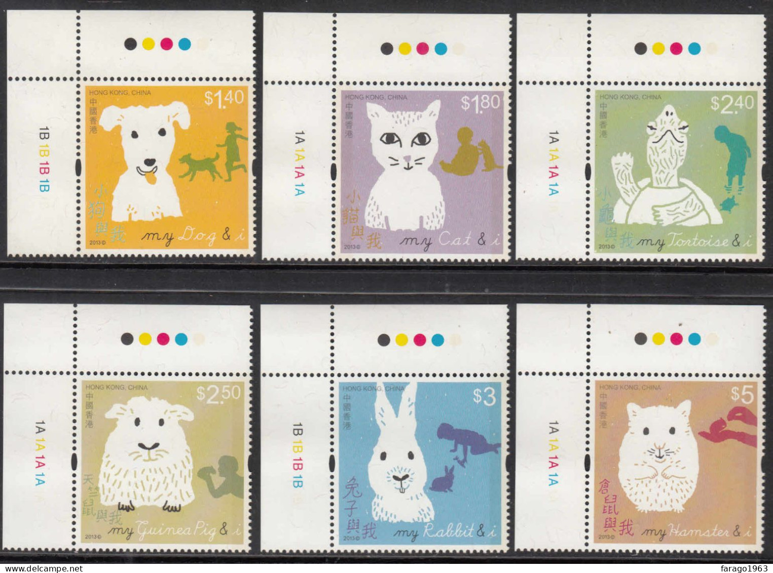 2013 Hong Kong My Pets Dogs Cats Reptiles Complete Set Of 6 MNH - Ongebruikt