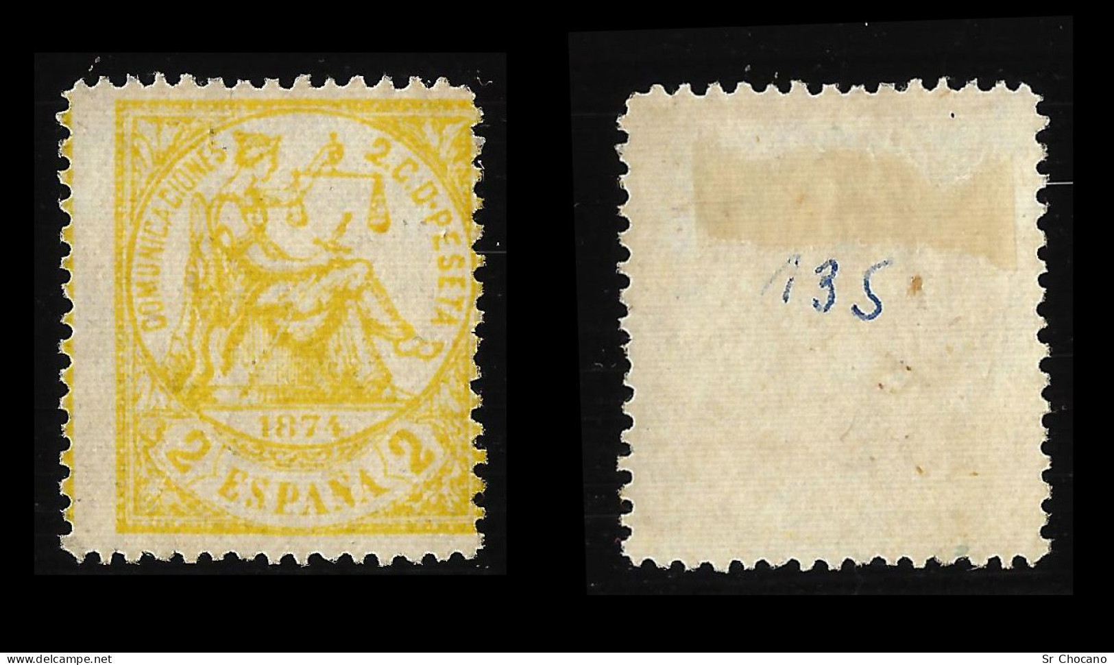 España.I REPÚBLICA.1874. Alegoría Justucia.2c.MNG.Edifil 143 - Unused Stamps