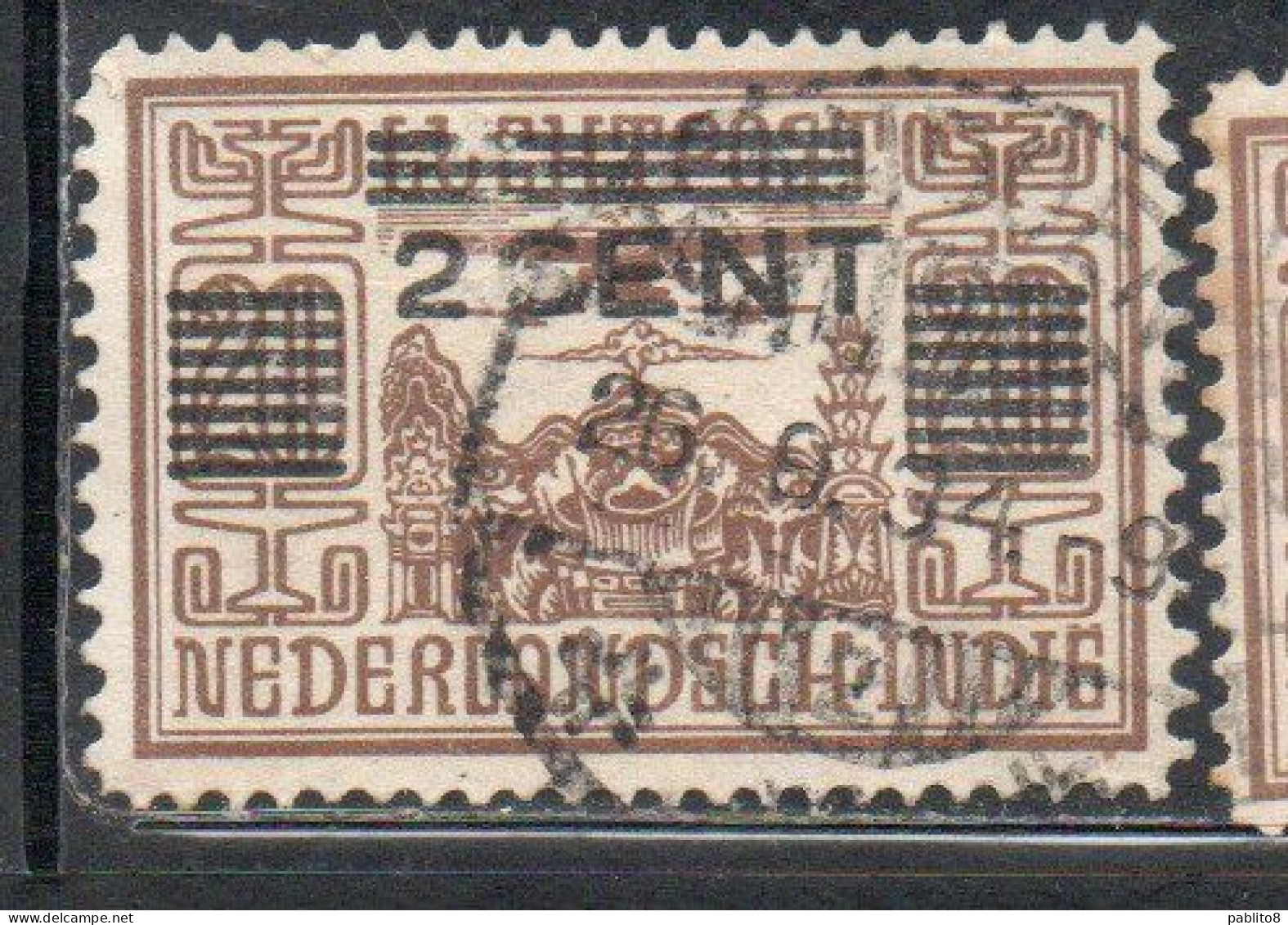 DUTCH INDIA INDIE INDE NEDERLANDS HOLLAND OLANDESE NETHERLANDS INDIES 1934 SURCHARGED 2c On 20c USED USATO - Nederlands-Indië