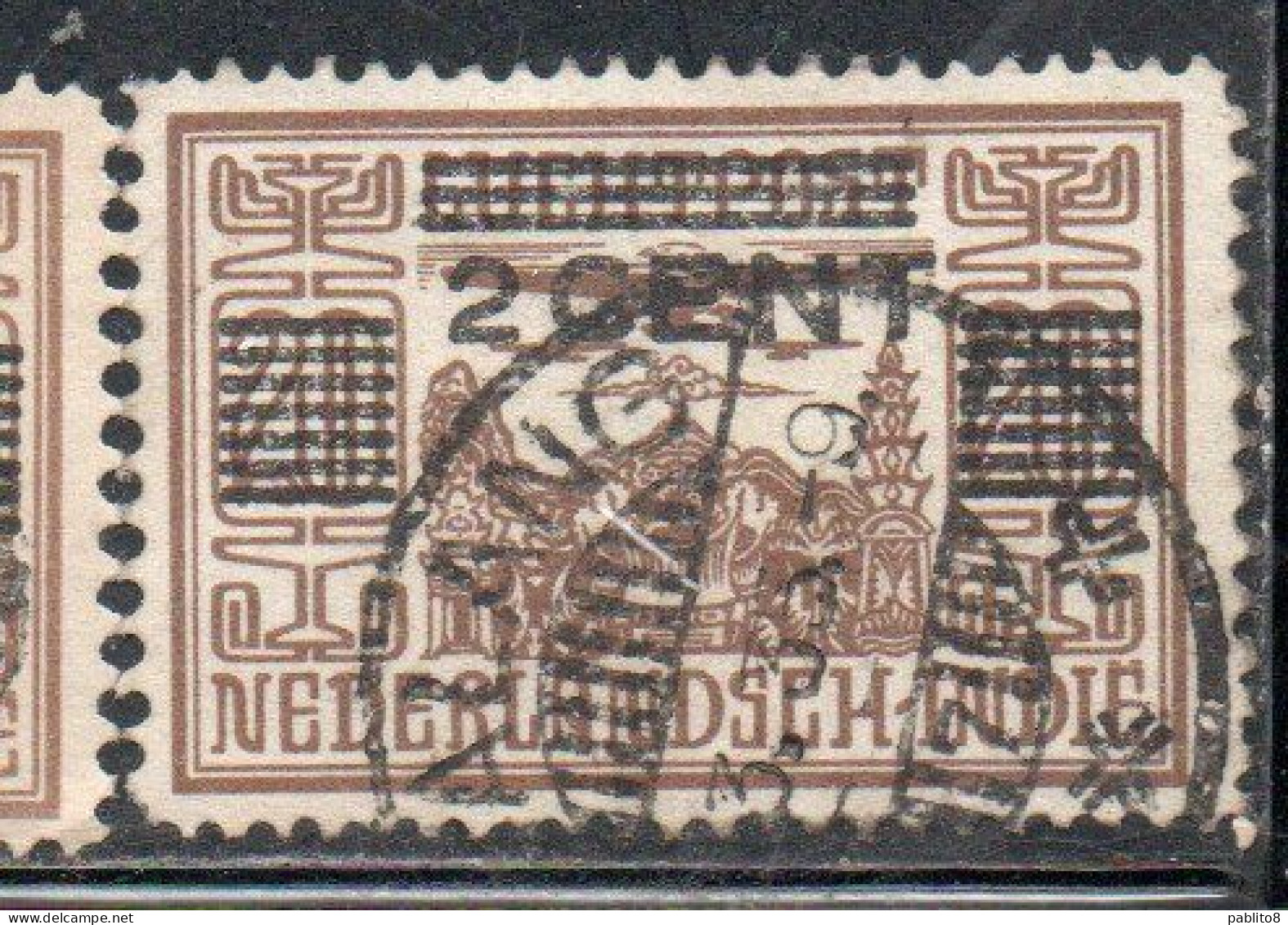 DUTCH INDIA INDIE INDE NEDERLANDS HOLLAND OLANDESE NETHERLANDS INDIES 1934 SURCHARGED 2c On 20c USED USATO - Nederlands-Indië