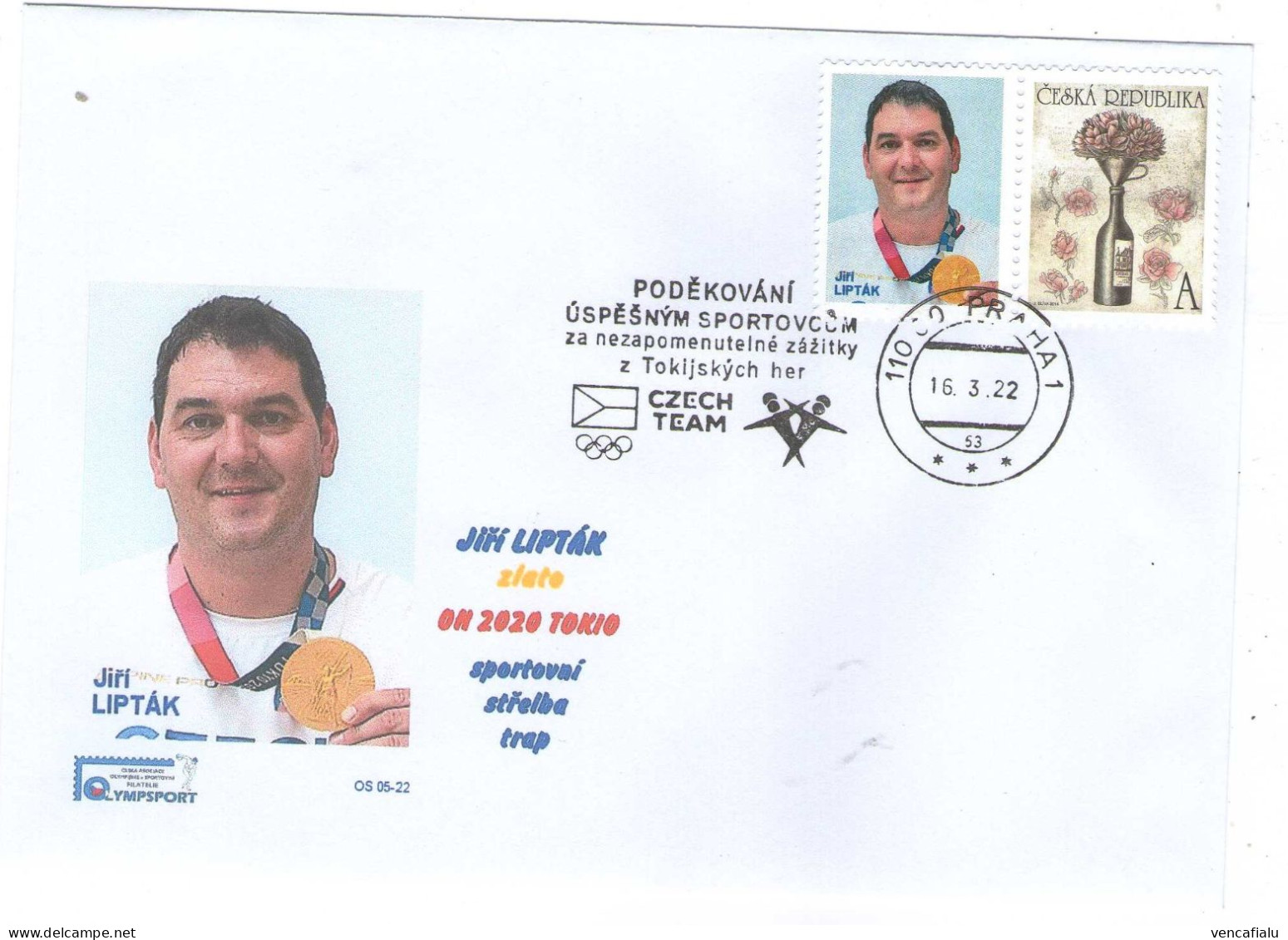 Czech Republic 2022 - Olympic Games Tokyo, Medails For J.Liptak And  D.Kostelecky, Special Machinery Postmark And Cover - Tir (Armes)