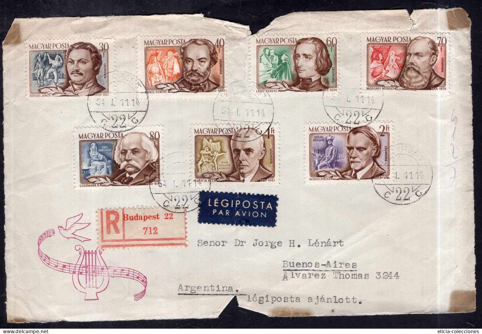 Magyarország - 1954 - Letter - Fragment - Sent To Argentina - Caja 30 - Lettres & Documents