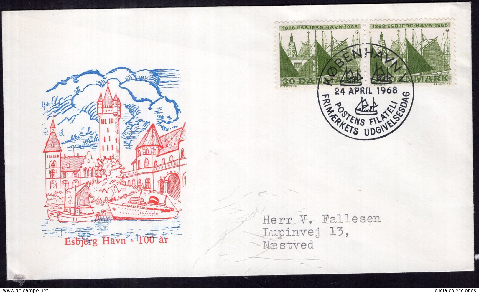 Danmark - 1968 - Letter - FDC Envelope Port Of Esbjerg - Sent To Næstved - Caja 30 - Covers & Documents