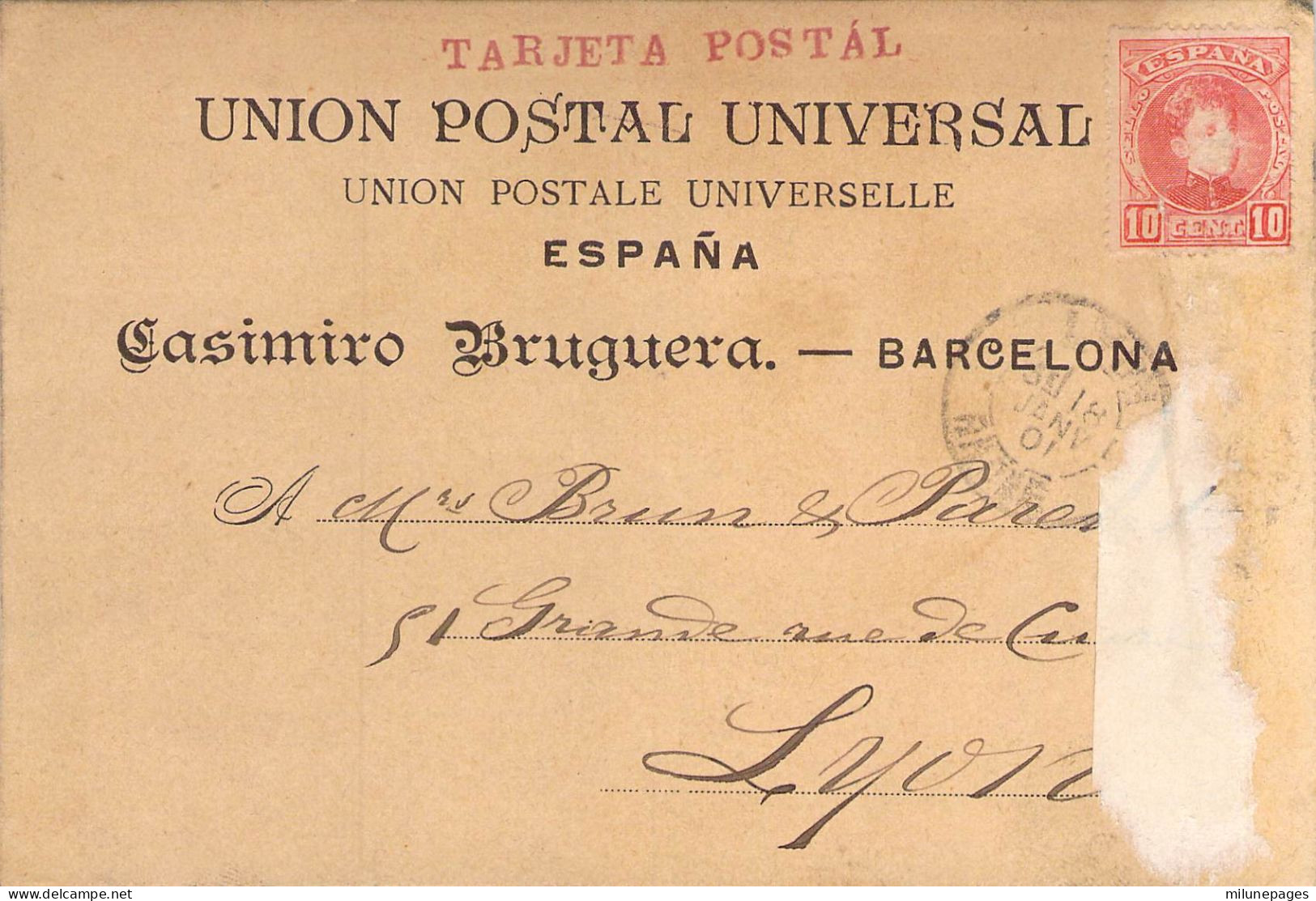 Lettre En-tête Casimiro Bruguera Representacion Y Comision Barcelona 1901 + Tarjeta Postal Privada - Spanje