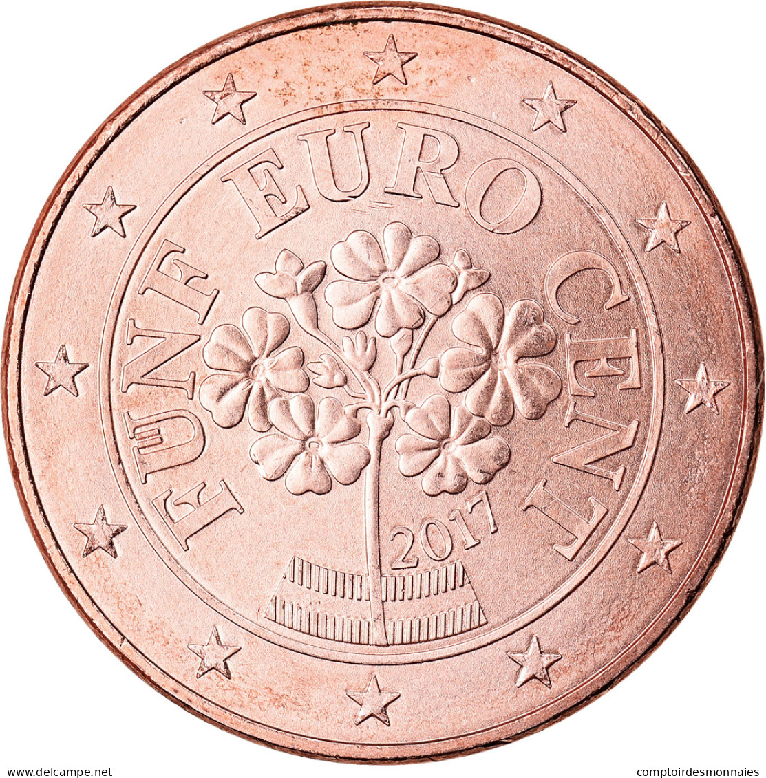 Autriche, 5 Euro Cent, 2017, SPL, Copper Plated Steel - Autriche