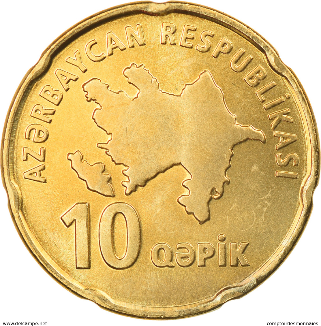 Monnaie, Azerbaïdjan, 10 Qapik, Undated (2006), SPL, Brass Plated Steel, KM:42 - Azerbaiyán