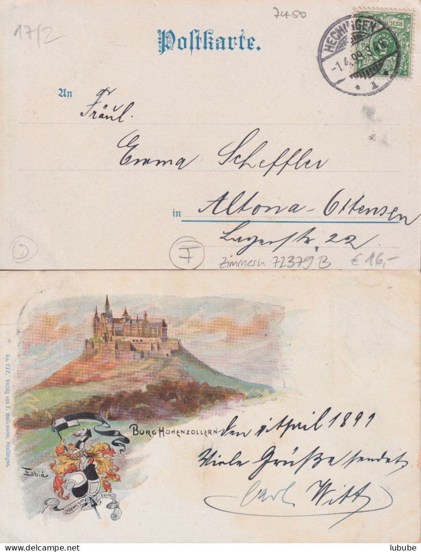 Burg Hohenzollern Mit Wappen  (Farblitho Fabié)       1899 - Hechingen