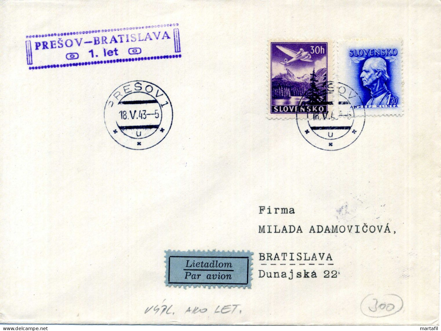 SLOVACCHIA, Slovensko, Storia Postale & Annulli - 1943 - Briefe U. Dokumente