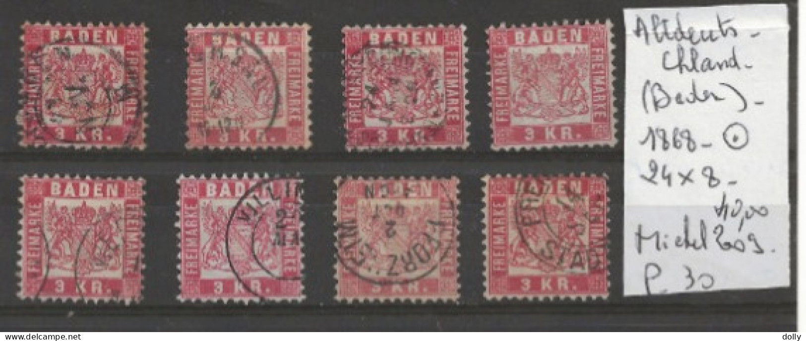 TIMBRE D ALLEMAGNE ALTDEUTSCHLAND 1868 (BADEN) Nr 24 X 8 COTE 40,00  € - Neufs